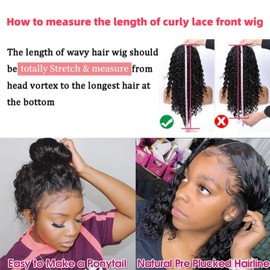 28 Inch 220 Density 13x4 Curly Wave Lace Front Wigs Human Hair HD Lace Wigs Human Hair Wigs for Black Women Human Hair 280g Lace Frontal Wig Pre Plucked with Baby Hair