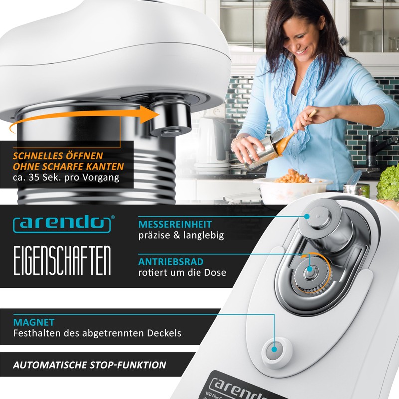 Arendo - One Touch electric can opener - with automatic