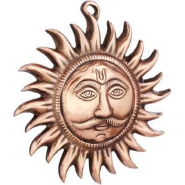 Copper Sun | Copper Surya Murti Sun Idol Face for Vastu Happiness at Home and Work Feng Shui Metal Handmade Decorative Wall Hanging Surya Bhagwan Murti