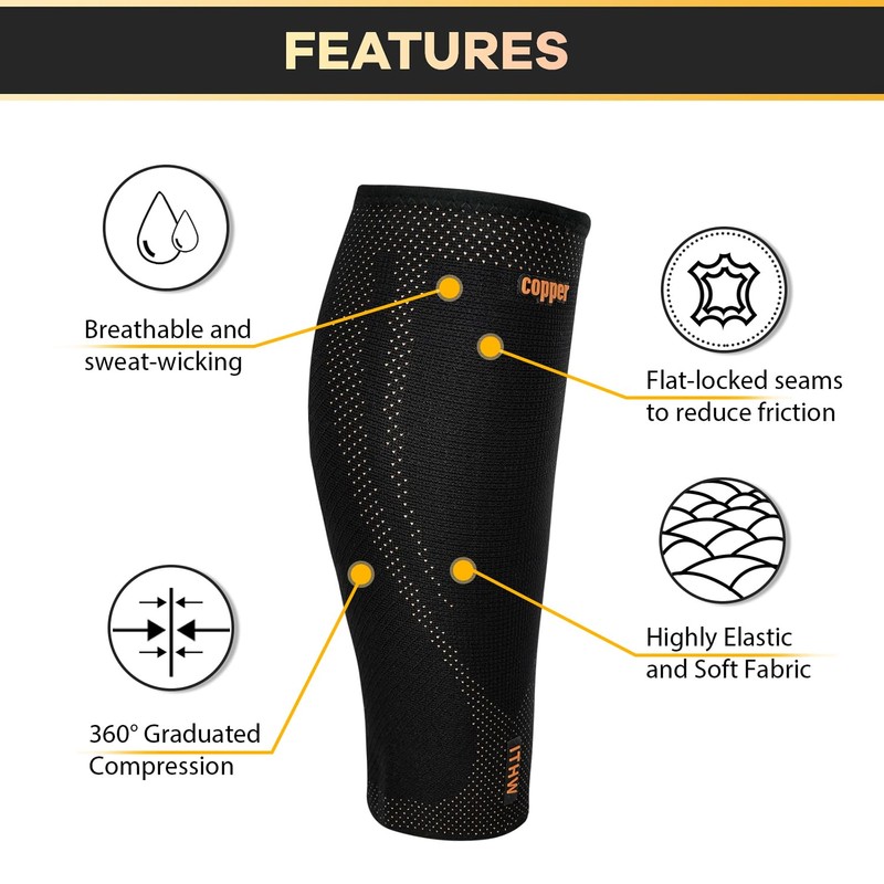 ITHW Copper Calf Compression Sleeves for Men and Women, Leg