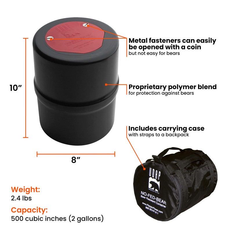 UDAP NO-FED-BEAR Bear Resistant Canister, Hiking Camping Backpacking Hunting Food