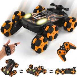 RAINMAX 6WD Gesture Sensing RC Stunt Cars，2.4Ghz Remote Control Car Toy Gifts for 8-12 Boys, Transform Drift Off Road Vehicle with Light DMRC010-O