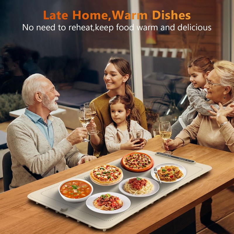 Food Warming Mat, Full Surface Heating Silicone Electric Warming Tray