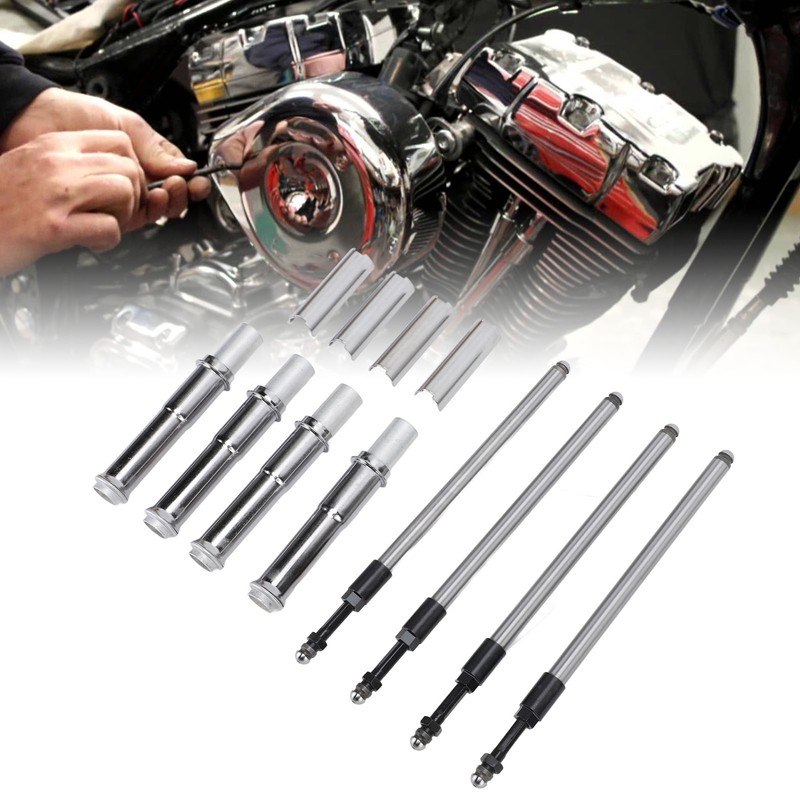 24PCS Adjustable Pushrods Cover Kit 0928 0023 Chrome Push Rod