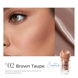 SACE LADY Contorno líquido, mezclable y de larga duración, crema bronceadora 3D para rostro, ojos y labios (color marrón topo, 0.13 onzas)