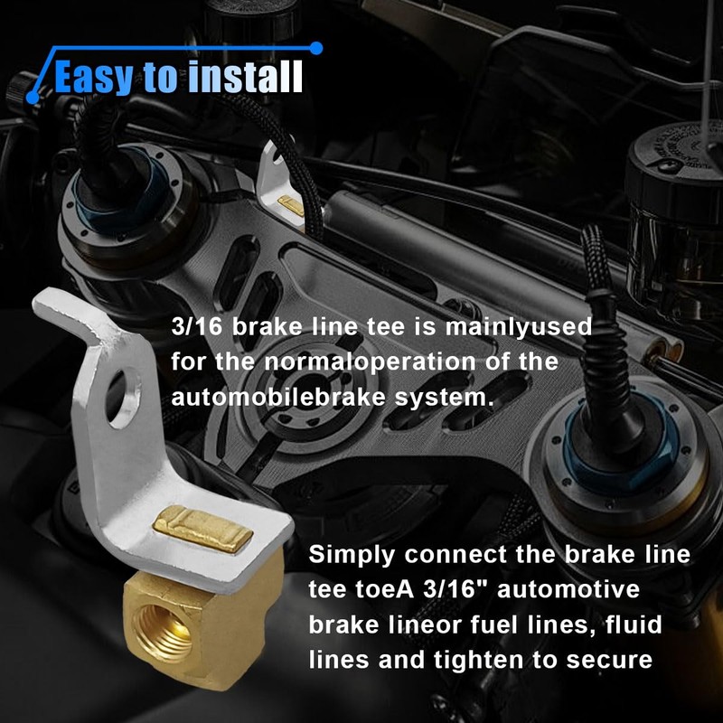 3-Way Female Brake Line Tee for 3/16" Tube, Brass Brake