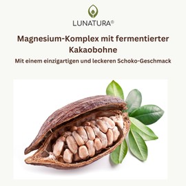 Lunatura Magnesium Komplex mit Schoko-Geschmack - Mit fermentierter Kakaobohne - 375 mg Magnesium pro Tagesdosis - 180 vegane Tabletten