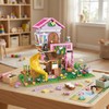 Aigidusansu Pink Tree House Building Set, 685 Pcs Forest House
