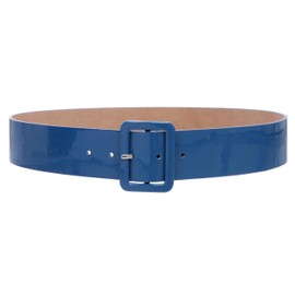Ladies High Waist Patent Leather Wide Fashion Square Belt, crystal teal | M-34"