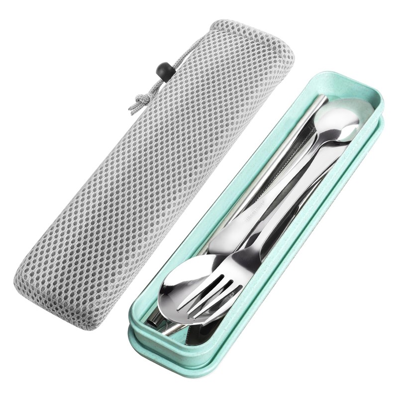 Stainless Steel Travel Cutlery Set with Case Camping Flatware