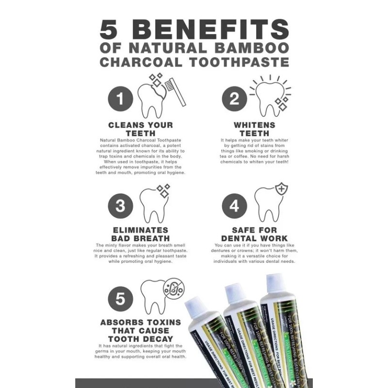 Essential Palace Charcoal Toothpaste, Natural & Organic Formula, Fluoride Free
