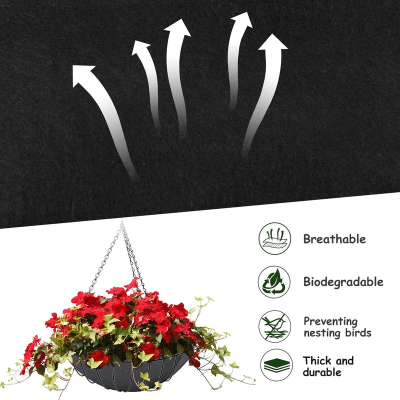 Planter Liner Roll 12x80in Black Felt Breathable Excellent Water Retention