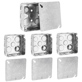 Venussar 4" Square Electrical Box with Cover, 1-1/2" Deep Metal Electrical Box, Ten 1/2'' and Six 3/4'' Knockouts, Galvanized Steel, 21.0 Cu. in. Capacity Junction Box Metal