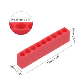HARFINGTON 6pcs Plastic Hex Shank Screwdriver Bit Holder Organizer 9 Holes 1/4 Inch Plastic Drill Bits Storage Case for Any 1/4" Hex Shank Metal Driver Bits Use, Red