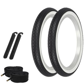 OG Bicycle TIRE 16" x 1.75" Black/White Wall Brick (2) Tires Tubes & Lever