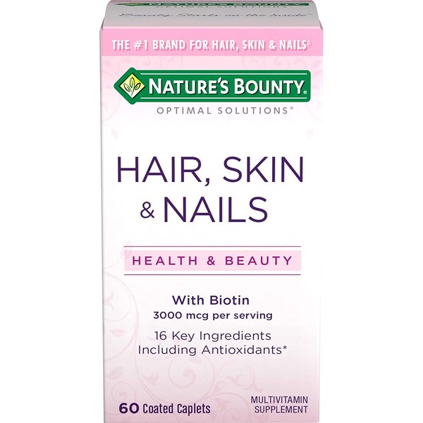 Nature's Bounty Optimal Solutions Hair, Skin & Nails Formula, 60 Coated Caplets