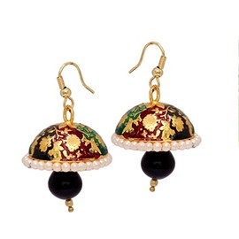 Indian Style Imitation Meenakari Jhumka Earrings For Women/AZINME498-FMB