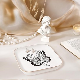 Inspirational Butterfly Jewelry Tray Dish, Christian Gift for Women, Religious Decorative Plate with Bible Verses,Butterfly Inspirational Gifts for Friends, Mom, Sister, Girl, Female Coworker