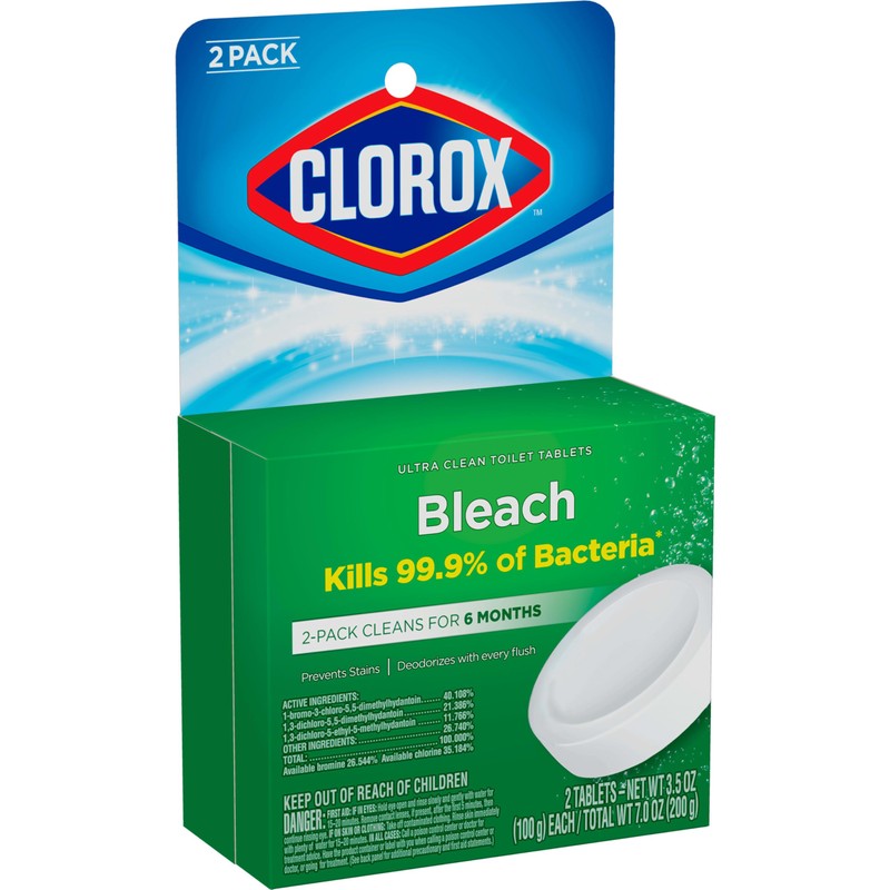 Clorox Ultra Clean Toilet Tablets Bleach 2 Count, 3.5 Ounces