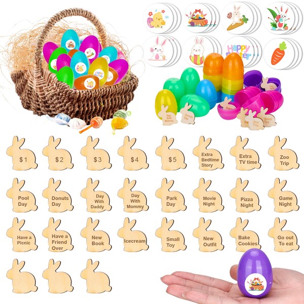BABORUI Easter Egg Tokens for Kids - 27 Pack Wooden