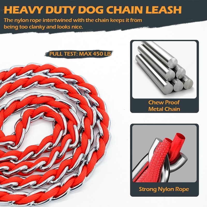 S-ETOVUS Dog Leash Chew Proof, Chain Leash Anti Chew Dog