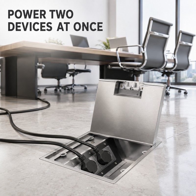 Square Metal Hidden Floor Socket Box with Multiple Outlet Configurations