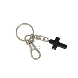 N141 - Black Agate Gemstone Cross Charm Keyring Hanging Protection & Good Luck Handmade by Jeannieparnell