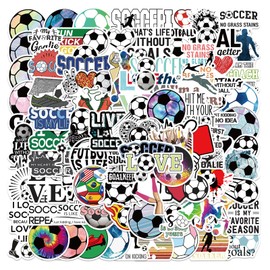 Pack of 100 Football Stickers Car Laptop Phone Guitar Skateboard Motorcycle Bicycle Soccer Football Stickers Set Vinyl Waterproof Aesthetic Stickers for Teenagers Children Adults