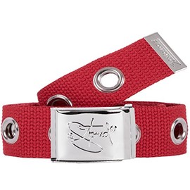 2Stoned Rivet Belt 4 cm with Chrome Buckle for Women and Girls, red