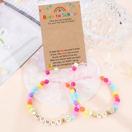 BOCHOI First Day of School Kindergarten Preschool Gifts Mommy and Me Bracelets, Mum and Daughter Son Matching Bracelets Set, Back to School Gifts for Girls Daughter Boys Son