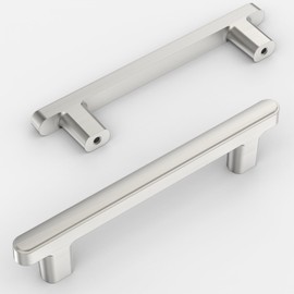 Amerdeco 10 Pack Brushed Satin Nickel Cabinet Pulls 3.75 Inch(96mm) Hole Center Drawer Pulls Cabinet Hardware Kitchen Cabinet Handles for Bathroom Dresser Pulls ZH0065