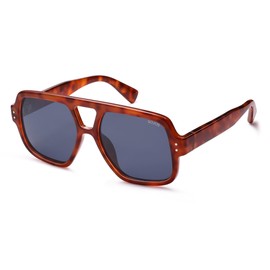 SOJOS Retro Square Polarized Aviator Sunglasses Womens Mens Trendy Vintage Aviators Shades SJ2613, Caramel Tortoise/Blue