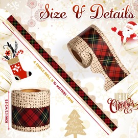 Fuutreo 32.8ft Christmas Buffalo Plaid Bulletin Board Decoration Light Scalloped Wave Border Trim for Winter Christmas Holiday Party Classroom School Decoration