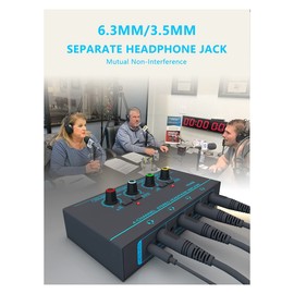 1 Piece 6 Channels Stereo Headphone Amplifier Mini Portable Earphone Splitter Low-Noise Audio Mixer for Recording Studio,Green