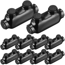 Copkim Insulated Wire Connectors Black Splice Connector 2 Ports Multi Cable Soldering Lugs Double Side Entry Cable Splicers with Oxide Inhibitor(10 Pcs,3/0-6 Wire Range)