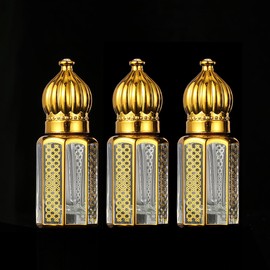 3 Pieces Essential Oil Bottle Essential Roller Bottles Essential Oil Roller Bottle Perfume Container Small Perfume Bottles Roller Ball Bottle Perfume Sample Bottle(Golden, 3ml)