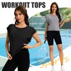Simlakey 2 Pack Women's Open Back Workout Tops Short Sleeve