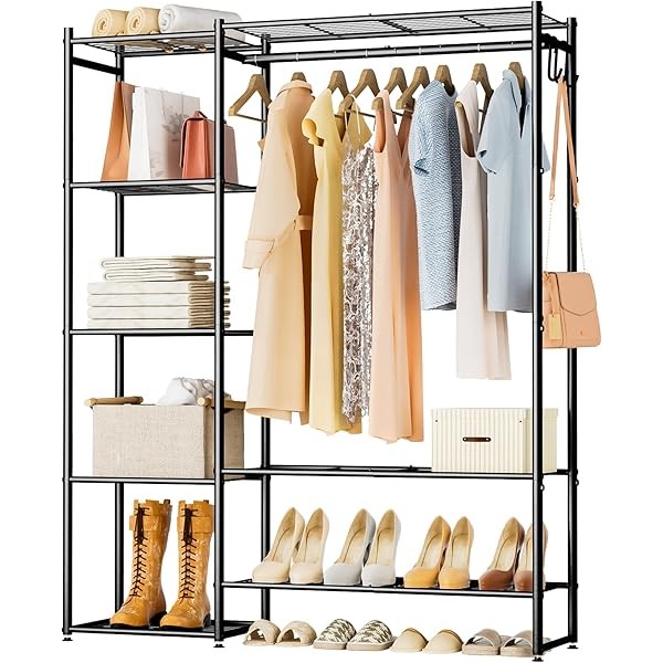 Wardrobe Closet, Portable Clothing Rack for Hanging Clothes, Free Standing