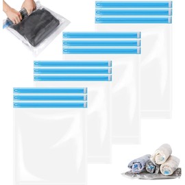 12 Set Vakuumbeutel für Kleidung Wiederverwendbar Kompressionsbeutel Txeouse Vakuumbeutel zum Rollen 4 Größen ideal für Kleidung Quilt Bettwäsche (35x50cm, 40x50cm, 40x60cm, 50x70cm)