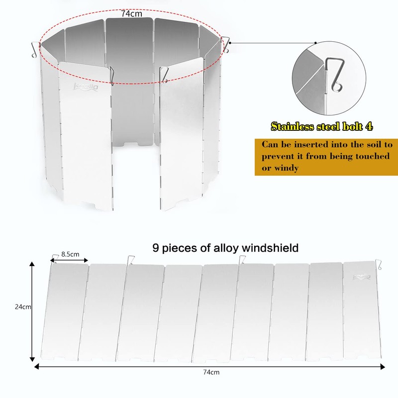Profiwoab 9 Plates stove windshield Foldable Outdoor Camping Cooker windshield