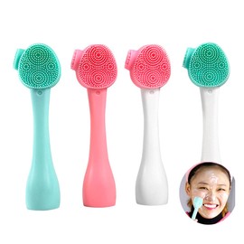 Cepillo Limpiador Facial Exfoliante, Limpieza Profunda para Depurar Poros, Desmaquillaje. Para Todos Los Tipos de Piel (ROSA CON BLANCO)