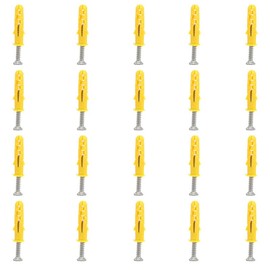 M6 x 60mm Wall Plugs with Self Tapping Screws, Phillips Flathead 304 Stainless Steel Screws, Plastic Screw Plugs, Fasteners Bolts for Plastic Wood Furniture and Drywall 20 Sets