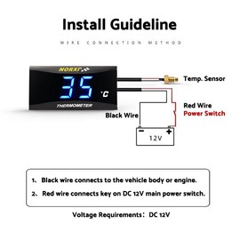Motorcycle Oil Temperature Gauge Digital Oil Temperature Meter Electronic Oil Thermometer with Temp Sensor Adapter (Red,M12X1.5)