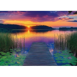 Sunset Lake Puzzle for Adults 1000 Piece Nature Landscape Lakeside Jigsaw