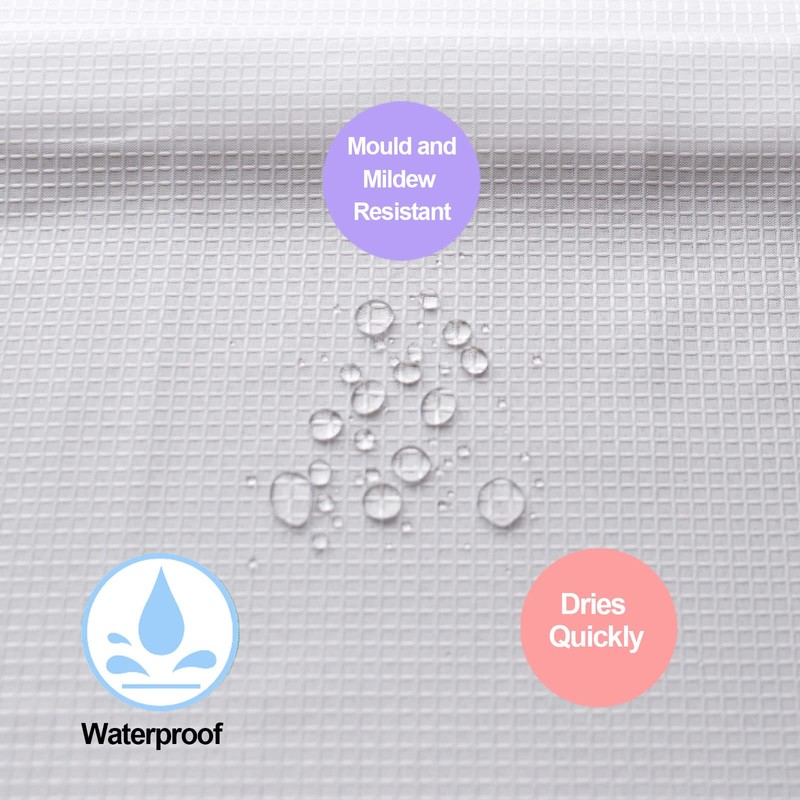 YISURE Short Shower Curtain 59 Inch Length, White Waffle Textured