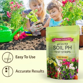 Soil pH Paper Test Kit – 100 Tester Strips (3.5-9 Range) – Use for Testing Garden Home Lawn Grass Vegetable Gardening Dirt Yard Compost Outdoor and Indoor Plants