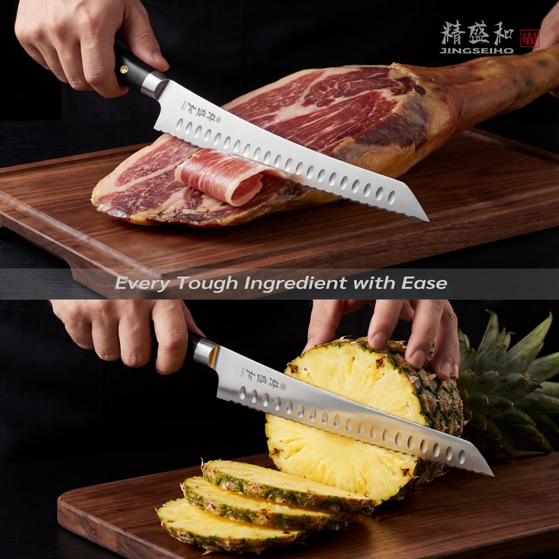 Jingseiho Bread Knife for Homemade Bread,Serrated Blade 10 in with