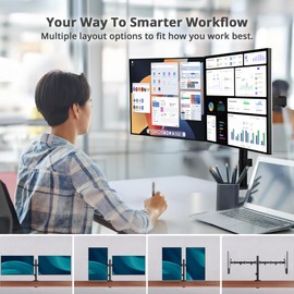 SIIG Dual 32 Inch Articulating Monitor Arm-Black for 17-32" VESA Screens, Full Motion Tilt Swivel Rotation, Height Adjustable Mount with C-Clamp & Grommet Base, Ergonomic Desk Setup (CE-MT0Q11-S1)