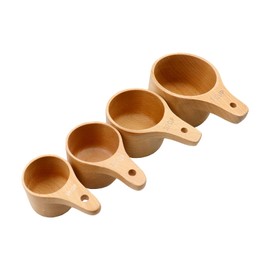 Oedema Wooden Measuring Cups Set of 4 Natural Measuring Cup Set Dry Measuring Cups with Polish Finish & Integrated Molding for Baking, Measuring Dry Ingredients