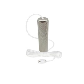SAMOTECH Bathroom Light Pull Cord: Stylish Silver-coloured Metal Cylinder Design with 150cm White Cord and matching plastic Connector for Bathroom (Silver Pull - White Cord)